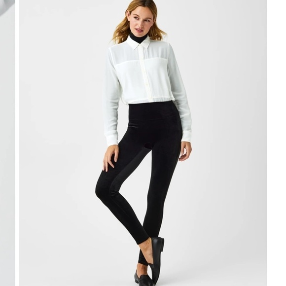 SPANX Pants - Spanx Black Velvet Leggings Size Xl